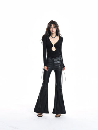 Slimming hollow waist pleated jumpsuit