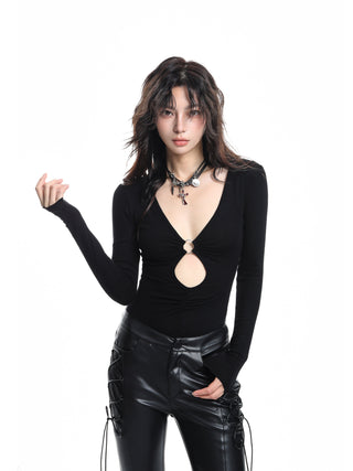 Slimming hollow waist pleated jumpsuit