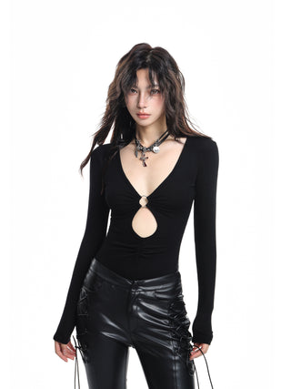 Slimming hollow waist pleated jumpsuit
