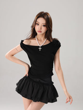 Black irregular sleeved top