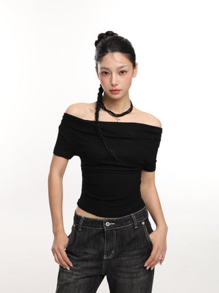 Pleated off-shoulder top
