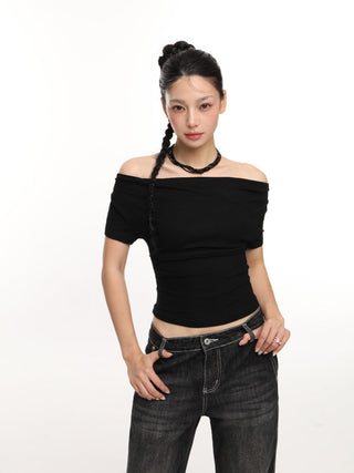 Pleated off-shoulder top