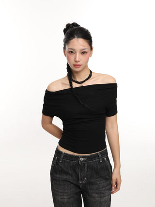 Pleated off-shoulder top