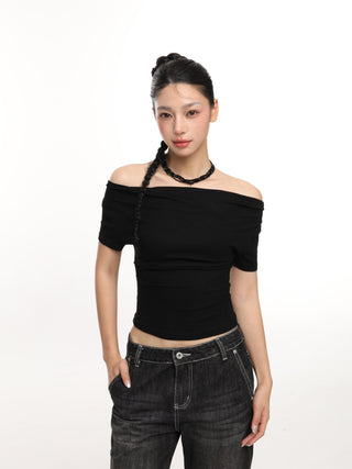 Pleated off-shoulder top