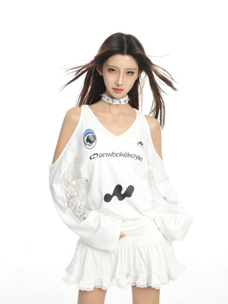 Lace stitching sports jersey