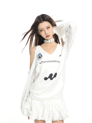 Lace stitching sports jersey