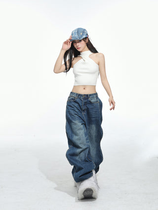 Halter neck knitted camisole vest
