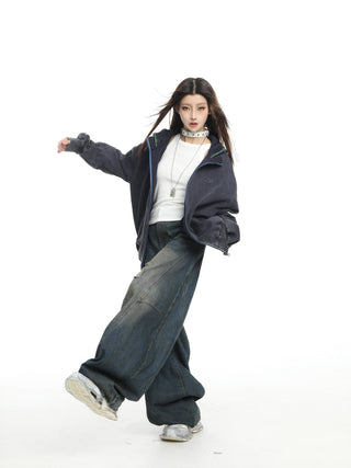 Splicing fake two-piece plaid hoodie