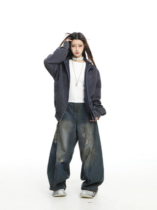 Splicing fake two-piece plaid hoodie