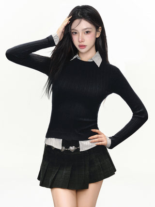Fake two-piece knitted sweater