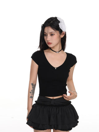 Slim fit crop flying sleeves top