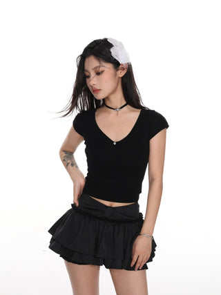 Slim fit crop flying sleeves top
