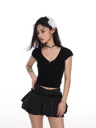 Slim fit crop flying sleeves top