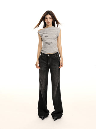 Retro off-shoulder sleeveless slim fit top