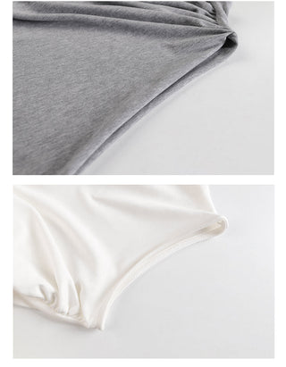 Slim pleated short sleeves tops