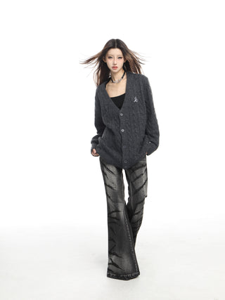 Twist knitted oversized cardigan