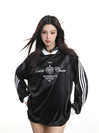 V-neck satin sports jersey