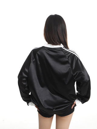 V-neck satin sports jersey