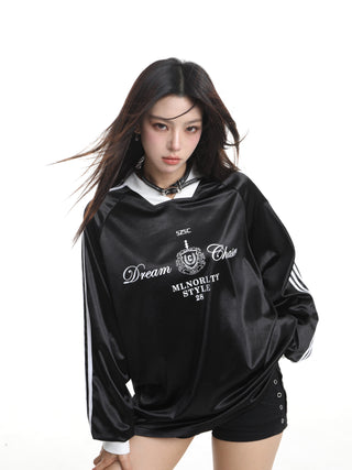 V-neck satin sports jersey