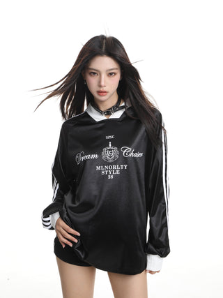 V-neck satin sports jersey