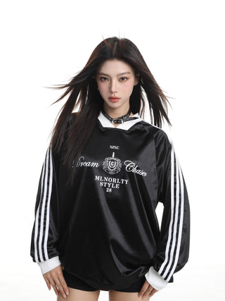 V-neck satin sports jersey