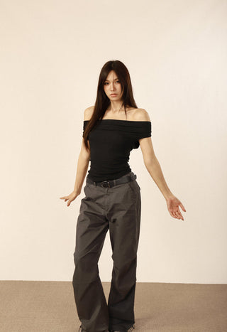 Elastic waist off-shoulder top