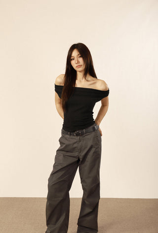 Elastic waist off-shoulder top