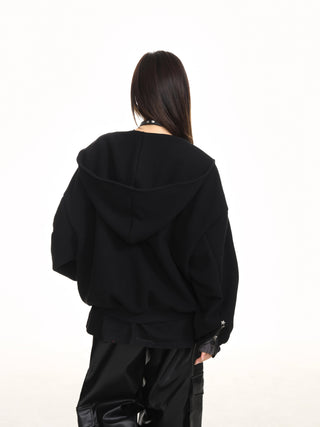 Irregular hooded sweater jacket