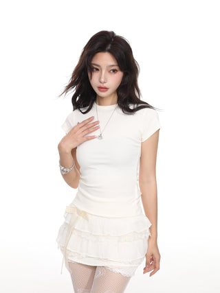 Small collar short-sleeved slim T-shirt