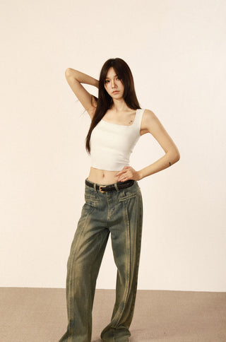 Square neck camisole slim tops