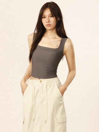 Square neck camisole slim tops