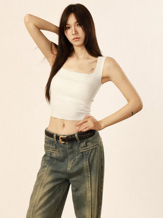 Square neck camisole slim tops