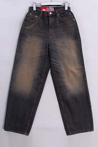 Washed Folding Denim Wide Pants