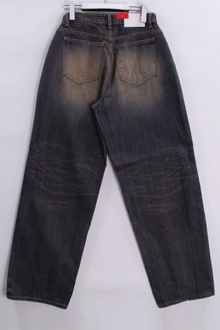Washed Folding Denim Wide Pants