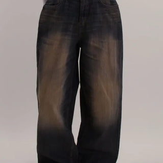 Washed Folding Denim Wide Pants
