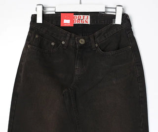 Brown Low Straight Denim Pants