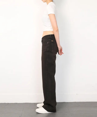 Brown Low Straight Denim Pants