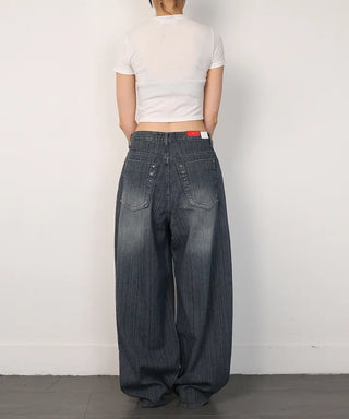 Odd-numbered wide denim pants