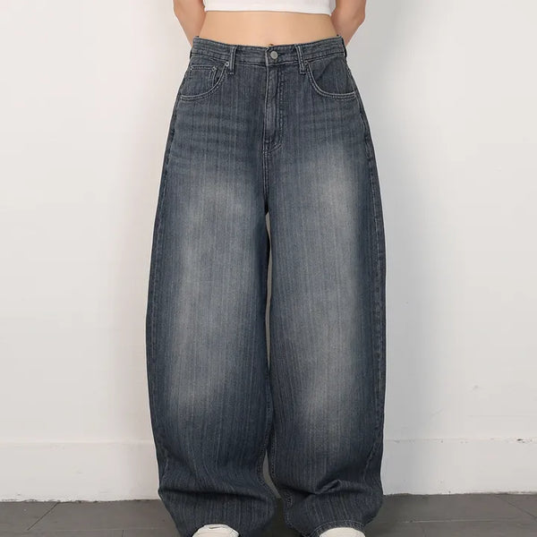 Odd-numbered wide denim pants