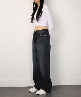 Vintage Black Dyed Wide Pants