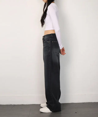 Vintage Black Dyed Wide Pants
