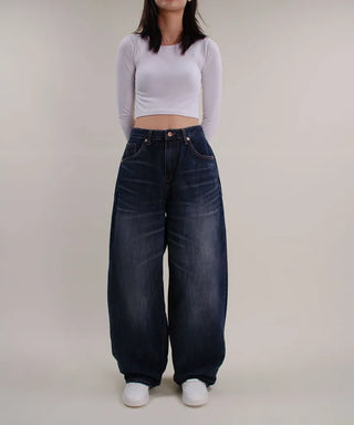 Post Deep Fading Wide Denim Jeans