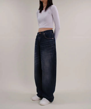 Post Deep Fading Wide Denim Jeans