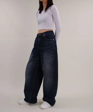 Post Deep Fading Wide Denim Jeans