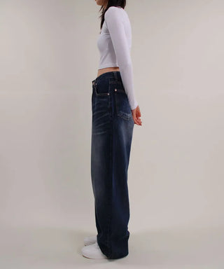 Post Deep Fading Wide Denim Jeans