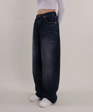 Post Deep Fading Wide Denim Jeans