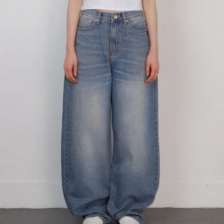 Wrinkle Snap Denim Wide Pants