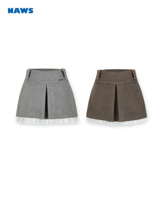 [NAWS] A-line lace woolen skirt pants
