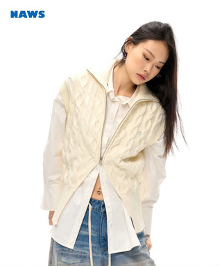 [NAWS] Layered cable knitted wool vest