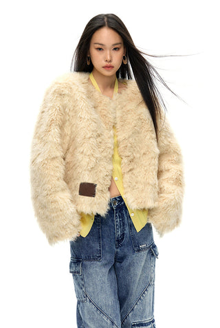 [NAWS] Curly fur round collar coat